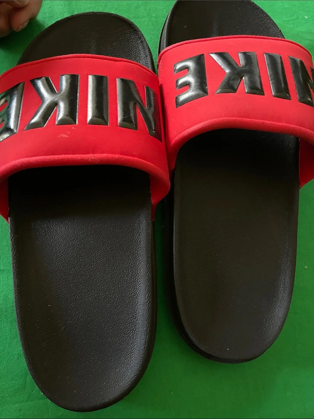 Nike Kids Red and Black Slide Sandals with Bold Logo